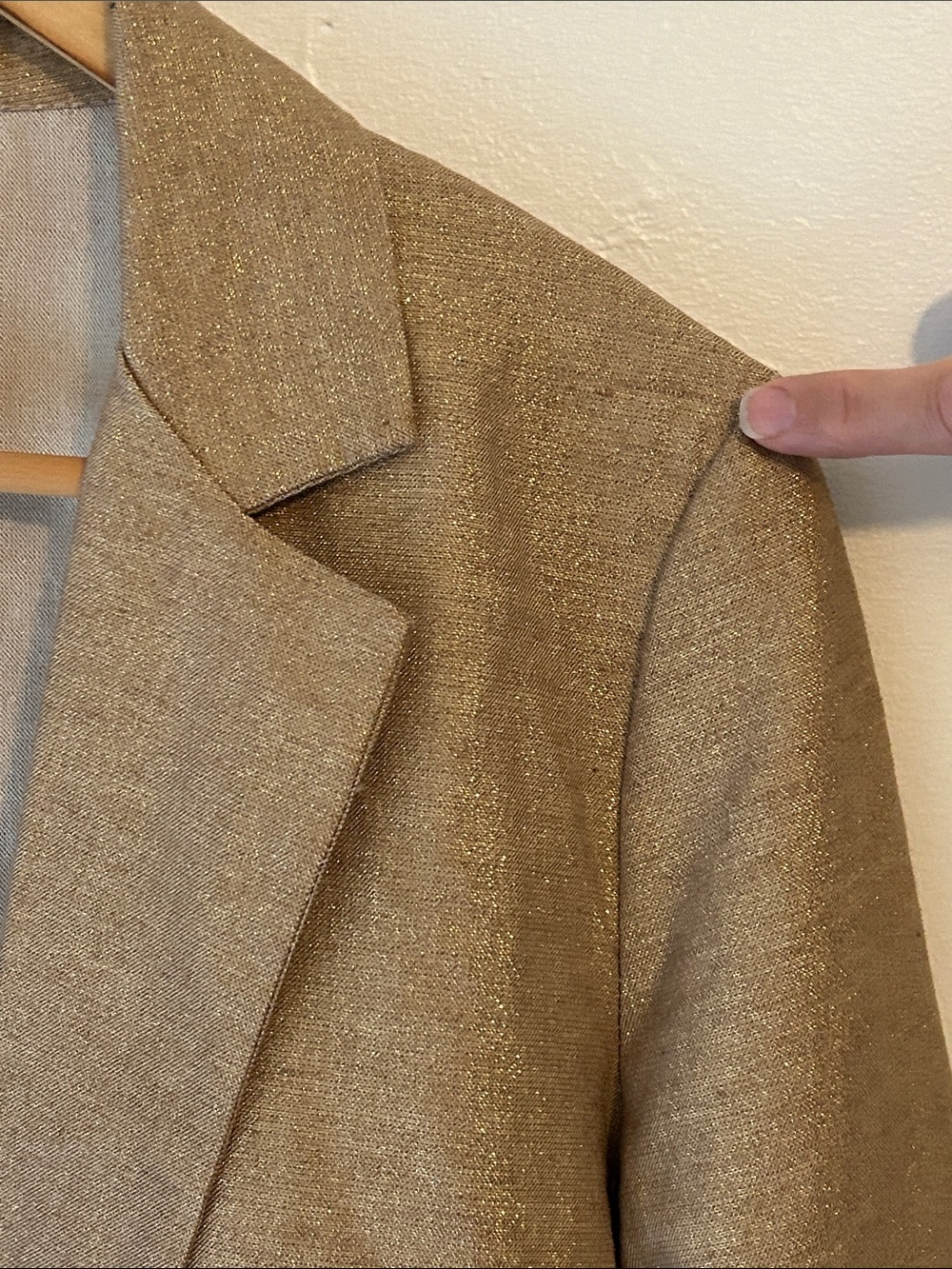 Gold Sparkle Open-Front Linen Blend Blazer Made in Italy - Picture 4 of 12